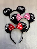 Personalised Matching Family Disney Trip Minnie Mouse Ears Mickey Bow headband Disneyland Paris Disney world 2026 2027