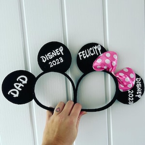 Personalised Matching Family Disney Trip Minnie Mouse Ears Mickey Bow Any Name headband image 9