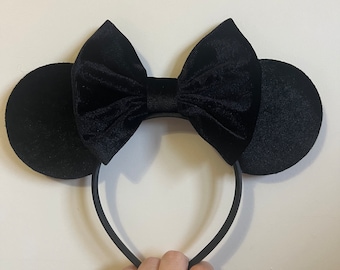 Ladies girls disney Minnie Mouse black velvet ears headband Halloween 2024 Mickey plain family trip