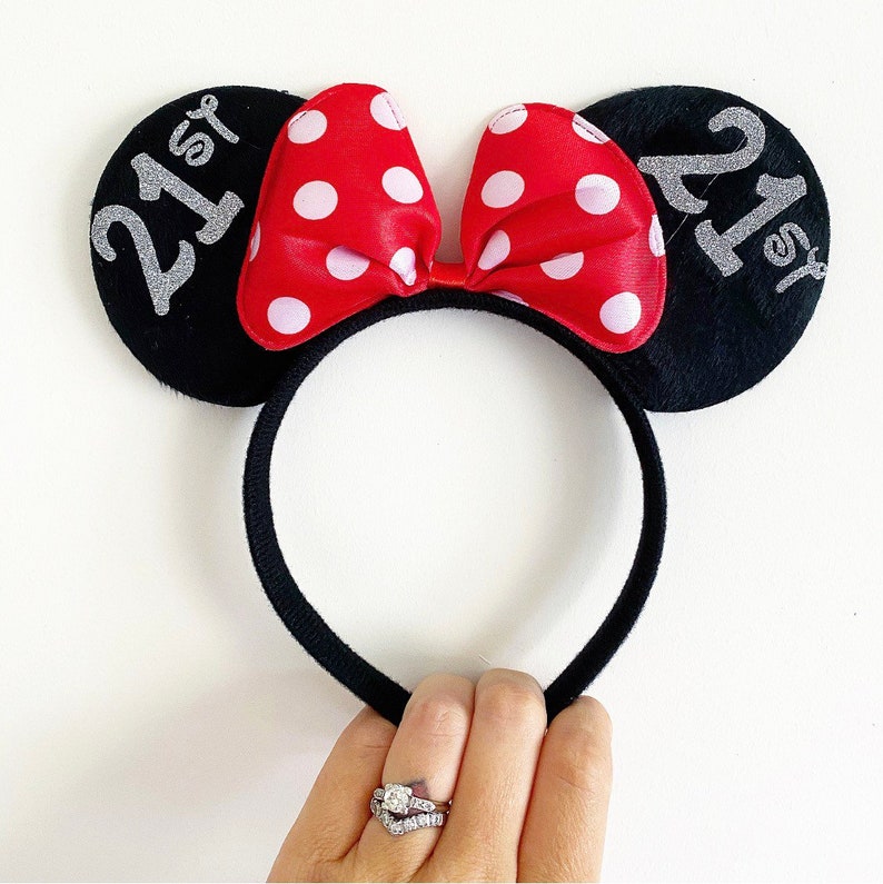 Personalised Birthday Disney Minnie Mouse Ears headband Mickey Bow announcement party hat image 9