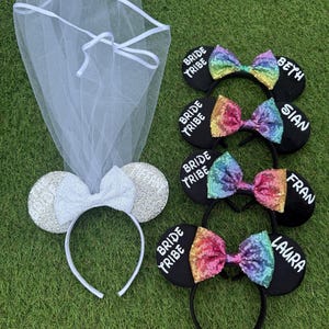 Disney bruid vrijgezellenfeest Minnie Mouse oren bruidsfeest glitter strik bruidsmeisje afbeelding 7