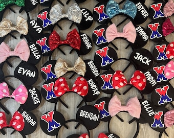 Personalised cheerleading dance Minnie Mouse ears ANY logo and name