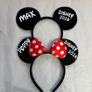 Personalised Matching Family Disney Trip Minnie Mouse Ears Mickey Bow headband Disneyland Paris Disney world 2026 2027 image 5