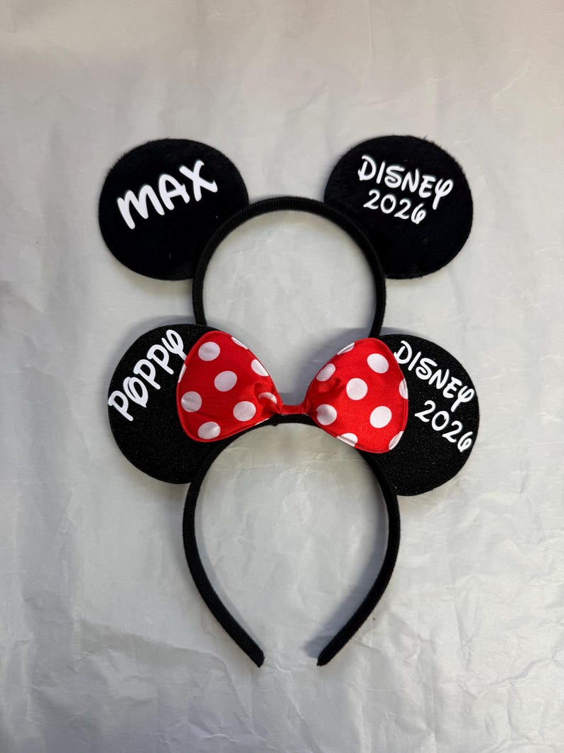 Personalised Matching Family Disney Trip Minnie Mouse Ears Mickey Bow headband Disneyland Paris Disney world 2026 2027 image 5