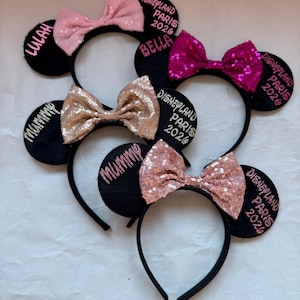 Personalised girls boys Disney glitter sequin birthday Minnie mickey Mouse Ears family trip Christmas reveal 2026 matching family announce