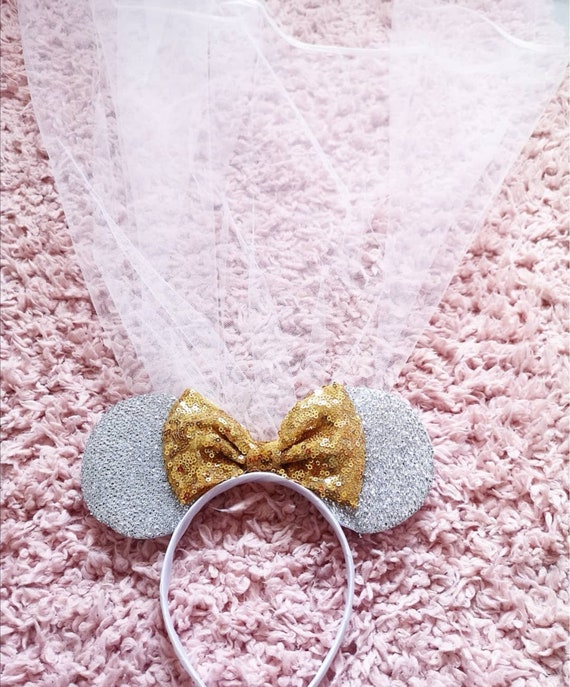Disney Bride Ears With Veil and Any Sequin Bow DIY Bridal  display picture 3