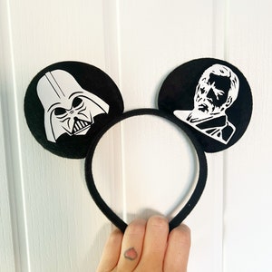 Personalised Disney Star Wars Trip Minnie Mickey Mouse Ears Headband Bow Character boys girls hat reveal