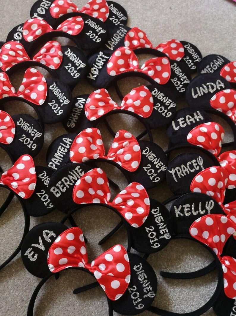 Personalised Matching Family Disney Trip Minnie Mouse Ears Mickey Bow Any Name headband image 5