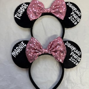 Personalised Matching Family Disney Trip Minnie Mouse Ears Mickey Bow headband Disneyland Paris Disney world 2026 2027 image 4