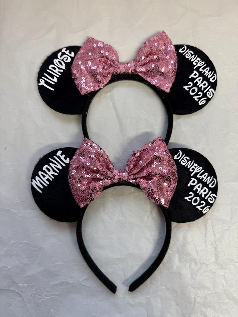 Personalised Matching Family Disney Trip Minnie Mouse Ears Mickey Bow headband Disneyland Paris Disney world 2026 2027 image 4