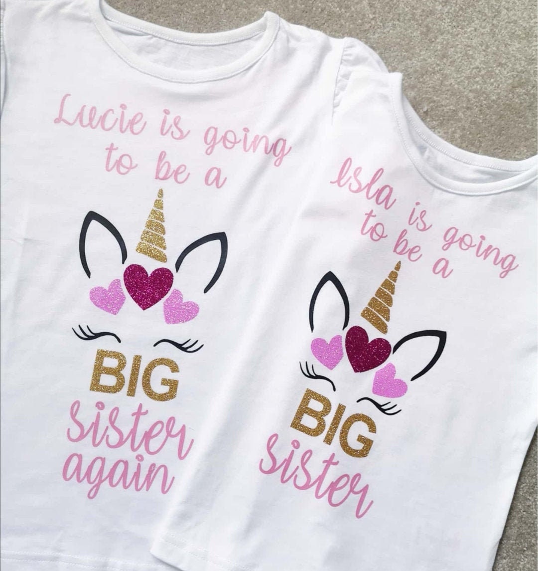 Personalised Unicorn im going to be a BIG Sister T-shirt Top ANY SIZE…