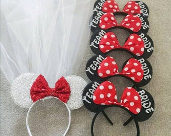 Fête de la mariée, future mariée, fête de la mariée, oreilles de Minnie Mouse, mariée