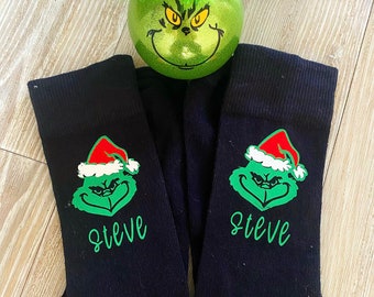 Personalised the grinch Christmas socks family boys girls men’s women’s novelty stocking filler secret Santa
