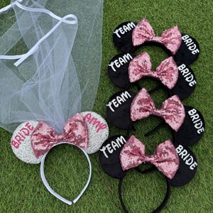 Disney bruid vrijgezellenfeest Minnie Mouse oren bruidsfeest glitter strik bruidsmeisje afbeelding 6