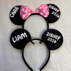Personalised Matching Family Disney Trip Minnie Mouse Ears Mickey Bow headband Disneyland Paris Disney world 2026 2027 image 8