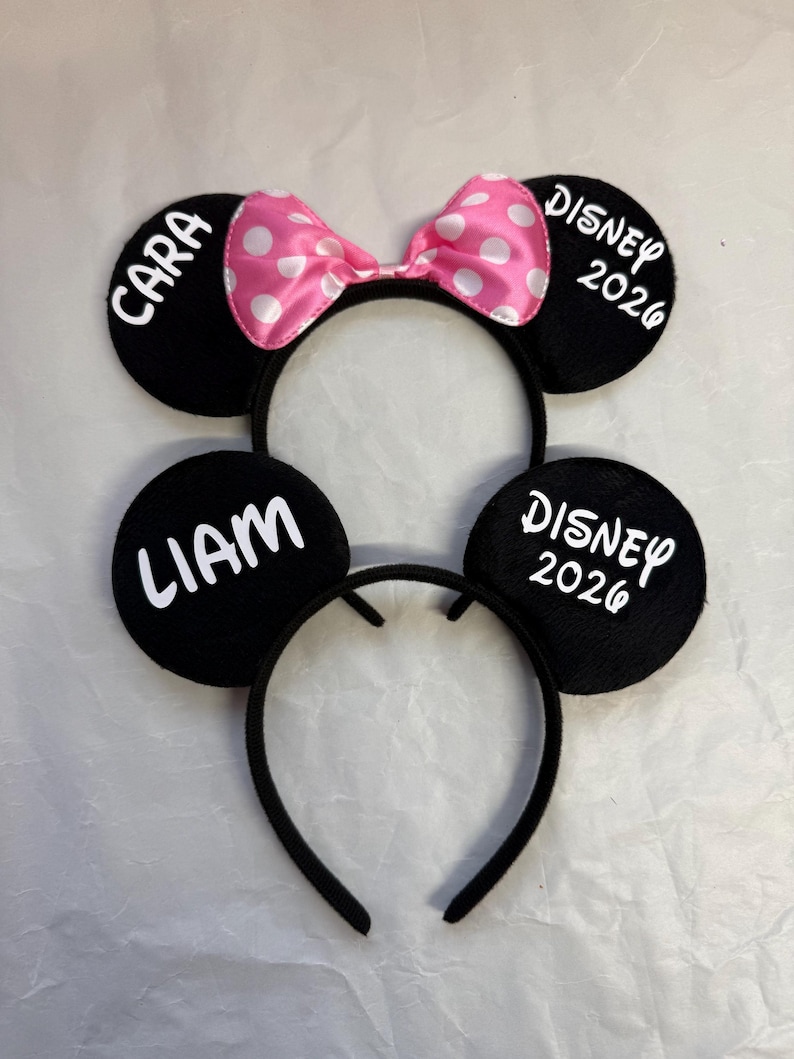 Personalised Matching Family Disney Trip Minnie Mouse Ears Mickey Bow headband Disneyland Paris Disney world 2026 2027 image 8