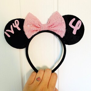 Personalised Birthday Disney Minnie Mouse Ears headband Mickey Bow announcement party hat image 6