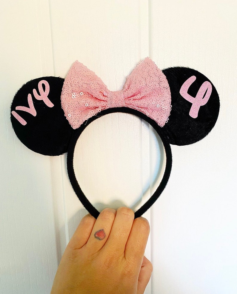 Personalised Birthday Disney Minnie Mouse Ears headband Mickey Bow announcement party hat image 6