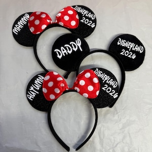 Personalised Matching Family Disney Trip Minnie Mouse Ears Mickey Bow headband Disneyland Paris Disney world 2026 2027 image 9