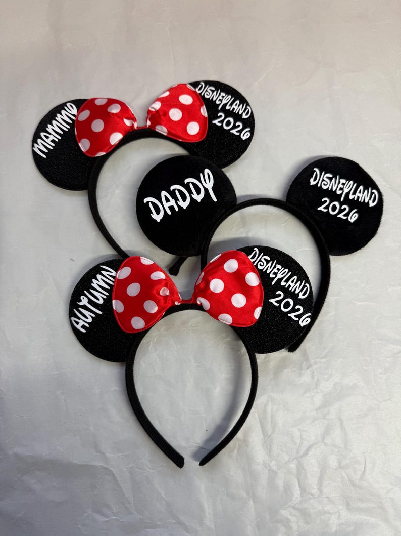 Personalised Matching Family Disney Trip Minnie Mouse Ears Mickey Bow headband Disneyland Paris Disney world 2026 2027 image 9