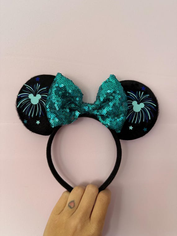 Disneyland Minnie  Mouse Ear Headband w/Sequined Bow -Sleeping Beauty Castle s-l400.jpg main image 2