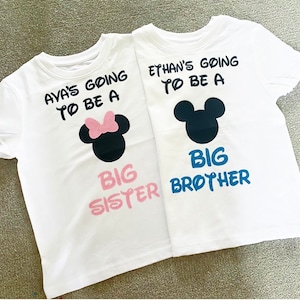Gepersonaliseerde Mickey Minnie Mouse im gonna be a BIG Sister/Brother T-shirt Topaankondiging baby gender reveal