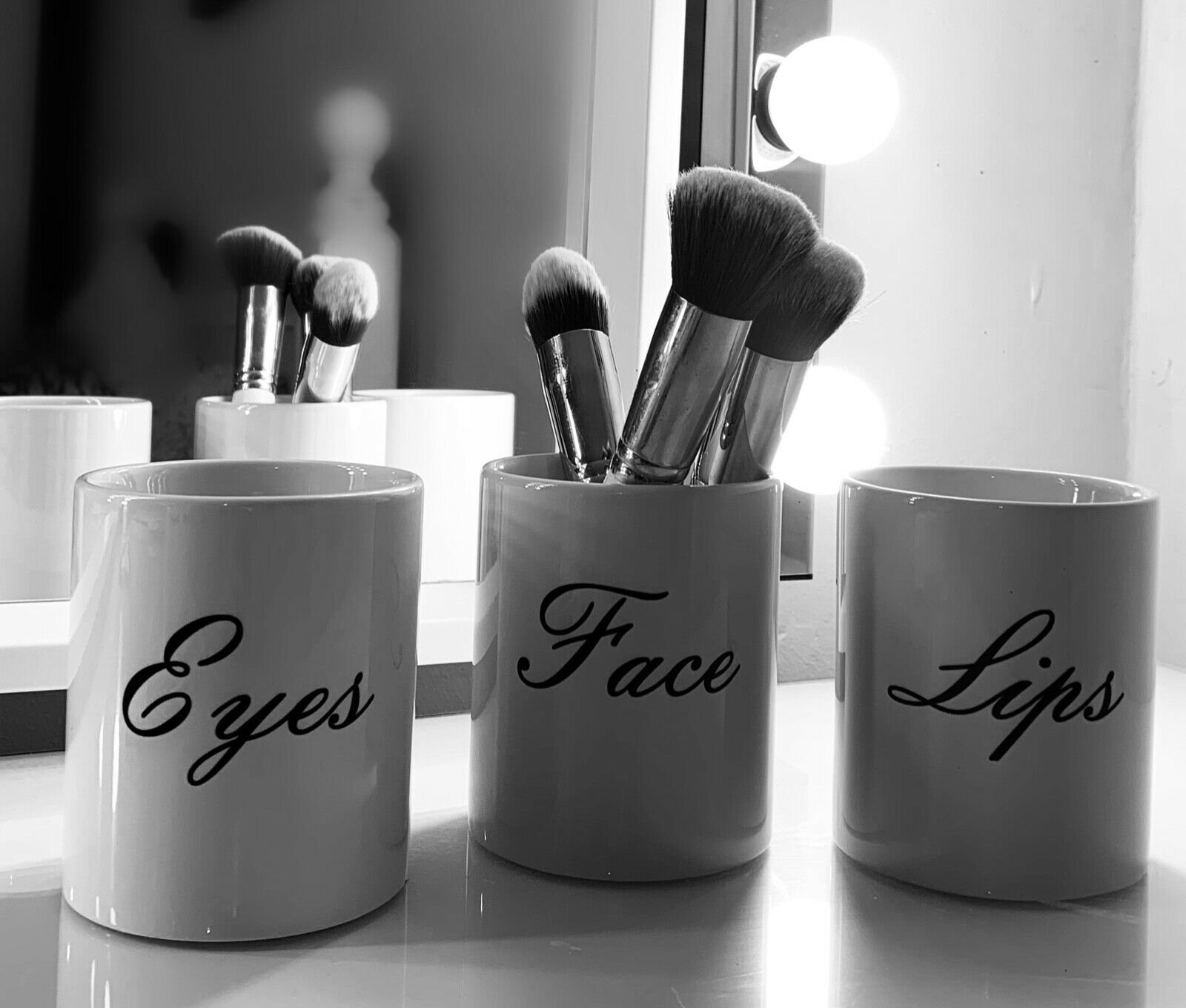 Pair of Personalised ceramic makeup brush holders cosmetics Etsy