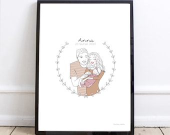 Poster Birth Digital Family illustration