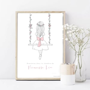 Póster Chica en Swing para sala de parto ilustración personalizada DIGITAL