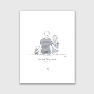 Affiche Fête des pères - papa - Portrait de famille personnalisable