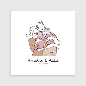 Make-up Birth by customizable batch - Family Twins illustration (from 0.95eu/unit)