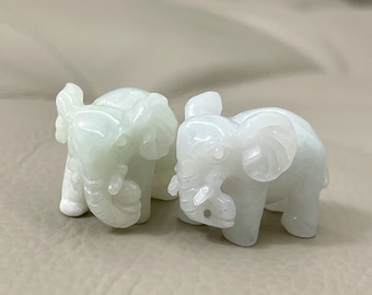 Paar Elefant Jade Statue, Jade Elefant Anhänger, Jadeit Jade Elefant Halskette, unbehandelt, zertifizierte Grade A Jade, handgeschnitzt