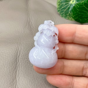 Lucky Gourd Jadeite Necklace, Hulu Jadeite Jade Pendant, Natural Type A Jadeite, Grade A Jade, Untreated Lavender, Burma Gemstones Jewelry