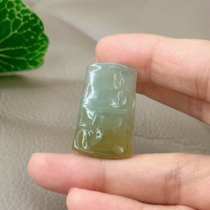 Bamboo Joint Jadeite Pendant, Grade A Jade Certified, Natural Type A Jadeite, Hand Carved, Untreated Burma Jadeite, Gamstone Jade Jewelry