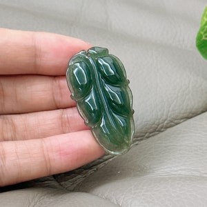 Leaf Jadeite Pendant, Jade Leaf Pendant, Natural Grade A Jade, Hand Carved, Untreated Burmese Jadeite, Gamstone Jade Jewelrt