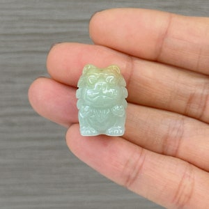 ミニベビーライオンジェダイトネックレス、ライオンジェダイト翡翠ペンダント、Fui Cuiペンダント、天然グレードA翡翠、本物のビルマジェダイト、未処理