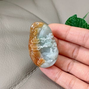 Natural Scenery Jadeite Jade Pendant Necklace, Chinese Vintage Style Outdoor Landscape, Burmese Jadeite, Certified Grade A Jade, 2 Colours
