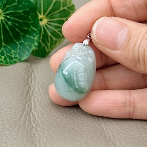 Ruyi Jadeite Necklace, S925 Silver Bail, Jadeite Jade Pendant, Type A Jadeite, Grade A Jade, Untreated Genuine Burmese Jadeite, Hand Carved