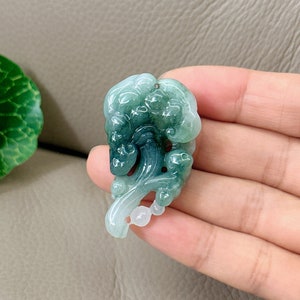 Ganoderma Lucidum Jadeite Jade Pendant for Necklace,  Untreated, Burmese Jadeite, Certified Grade A Jade, Hand Carved