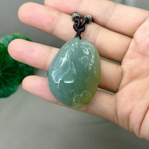 Ciondolo borsa di soldi, 袋袋有錢, Collana con ciondolo in giadeite da borsa, non trattata, giadeite birmana, giada di grado A certificata, giada naturale di tipo A