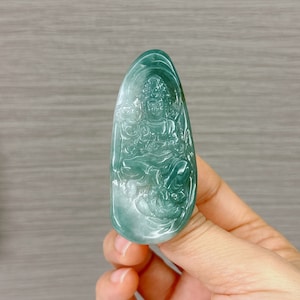 Guan Yin Jade Pendant, Lady Buddha, Tara Guanyin Jadeite Pendant, Genuine Certificate Grade A Jadeite, Untreated, Guatemalan jadeite