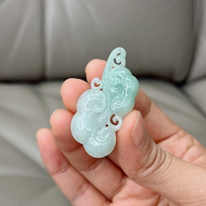 Ruyi Jadeite Pendant, 靈芝如意, Jadeite Jade Pendant, Untreated, Grade A Jade Certified, Natural Guatemala Jadeite, Carved Jade Jewelry