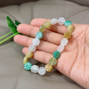 Jade Bracelet, Jadeite Jade Bracelet, Jade Beads Bracelet, Untreated Natural Multicolor, Hand Carved, Grade A Jadeite, Fei Cui Bracelet
