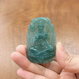 Guan Yin Jade Pendant, Lady Buddha, Tara Guanyin Jadeite Pendant, Genuine Certificate Grade A Jadeite, Untreated, Guatemalan jadeite