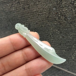 Chinese Sword Machete Jade Pendant, Jadeite Jade Necklace,Grade A Jade, Hand Carved, Barmese Jadeite Gemstone