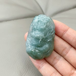 Chinese Dragon Jadeite Pendant, Dragon Jade Pendant, Certified Grade A Jade, Untreated Colour, Hand Carved, Burma Jade