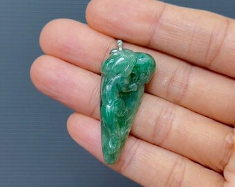 中国産九龍翡翠ペンダント、ライトグリーン、天然認定タイプA翡翠