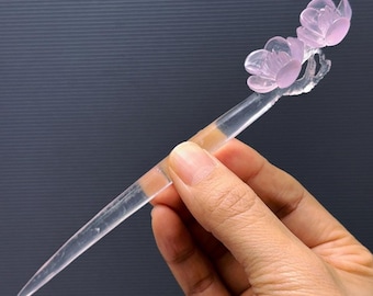 Hand Carved Plum Blossom Fluorite Hair Stick - Natural Fluorite Hairpin