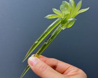 Yulan Magnolia Flower Hairpin, Yulan Magnolia Hair Stick, Xiu Jade Hairpin, Natural Xiu Jade Jewelry, Untreated Translucent Icy Green