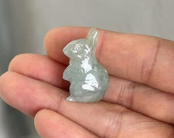 Rabbit Jadeite Pendant, Rabbit Jade Necklace, Genuine Natural Grade A Jadeite, Untreated Burma Jadeite, 12 Chinese Zodiac Signs